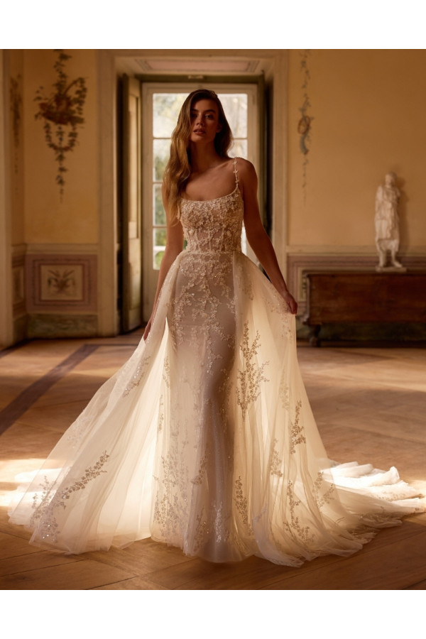 dorian abito da sposa avorio in mikado linea ad a alberto palatchi