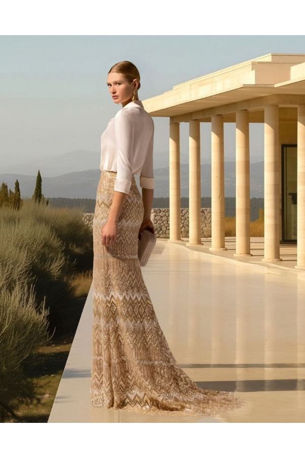 Abito da cerimonia donna di Paloma queves a sirena ricamato