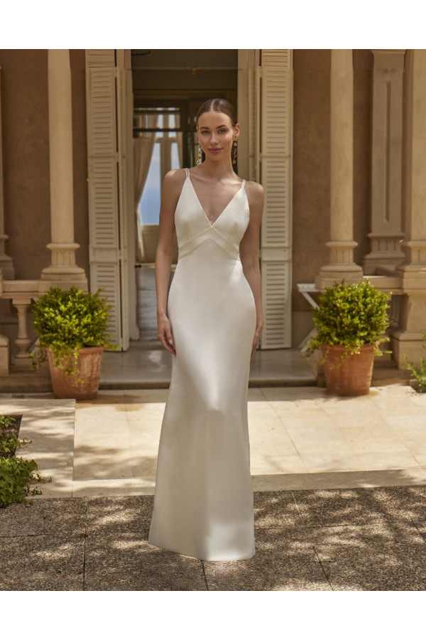 Helen abito da sposa avorio di satine e pizzo a sirena di Novia D'art