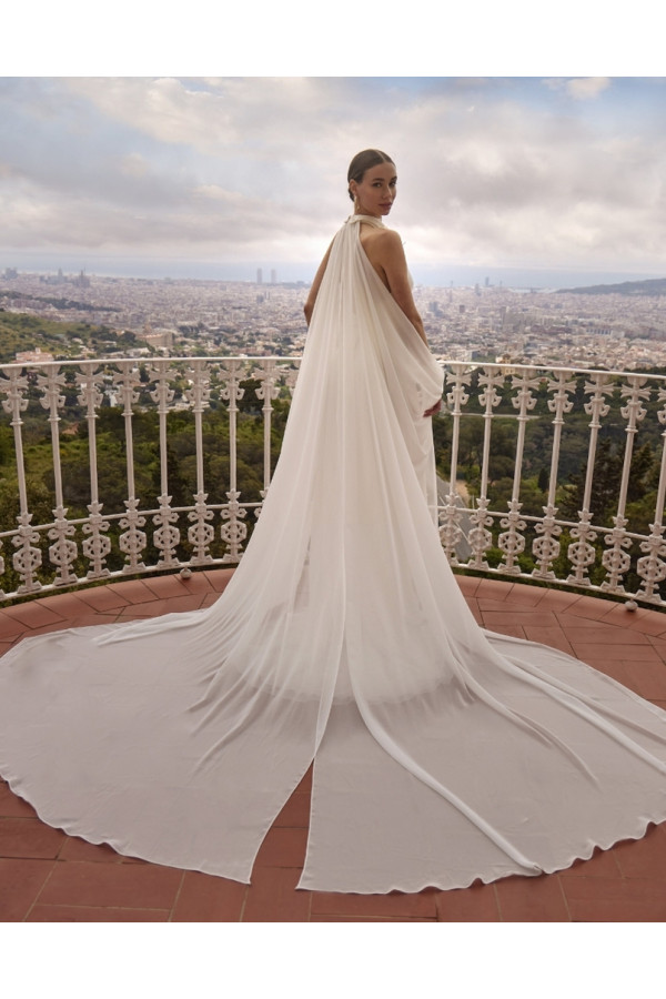 Ursula abito da sposa avorio scivolato di satin di Novia D'art