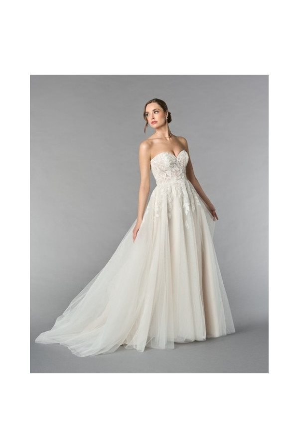abito da sposa 55255, bianco, tulle, ampio, Ring
