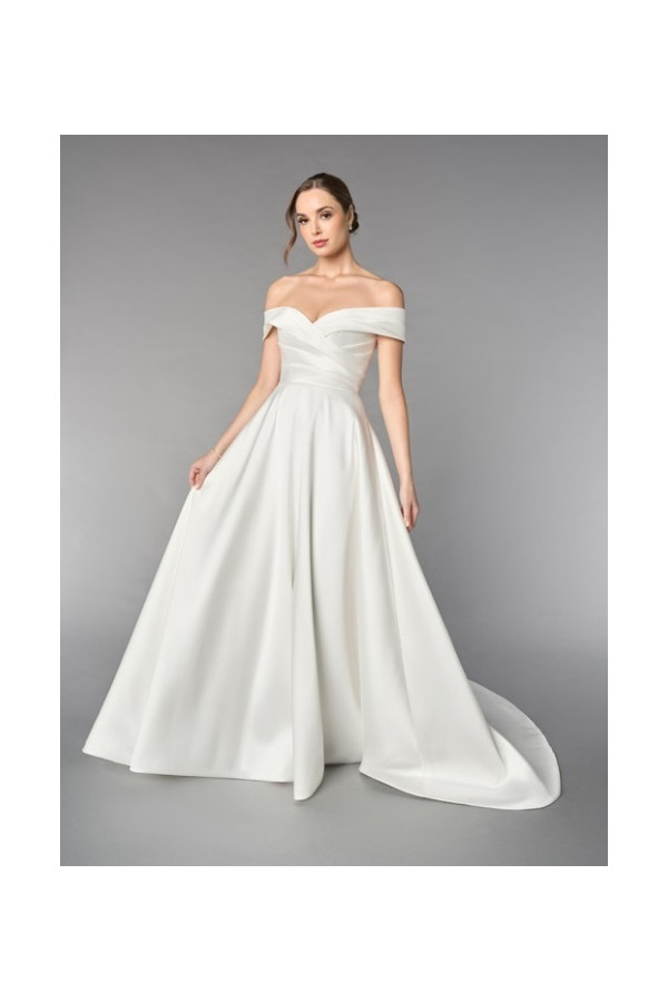 Abito da sposa 55252-ja-26, ampio, bianco, mikado, Ring