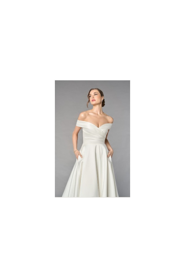 Abito da sposa 55252-ja-26, ampio, bianco, mikado, Ring