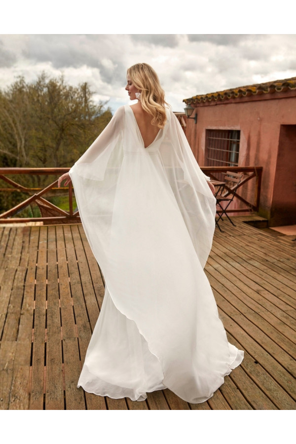 Abito da sposa avorio in chiffon Naiara di Fara Sposa