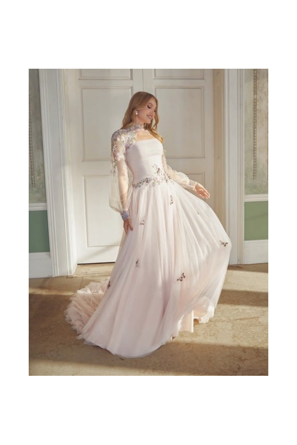 abito da sposa 44565-ja-26, cipria, tulle ricamato, Sincerity