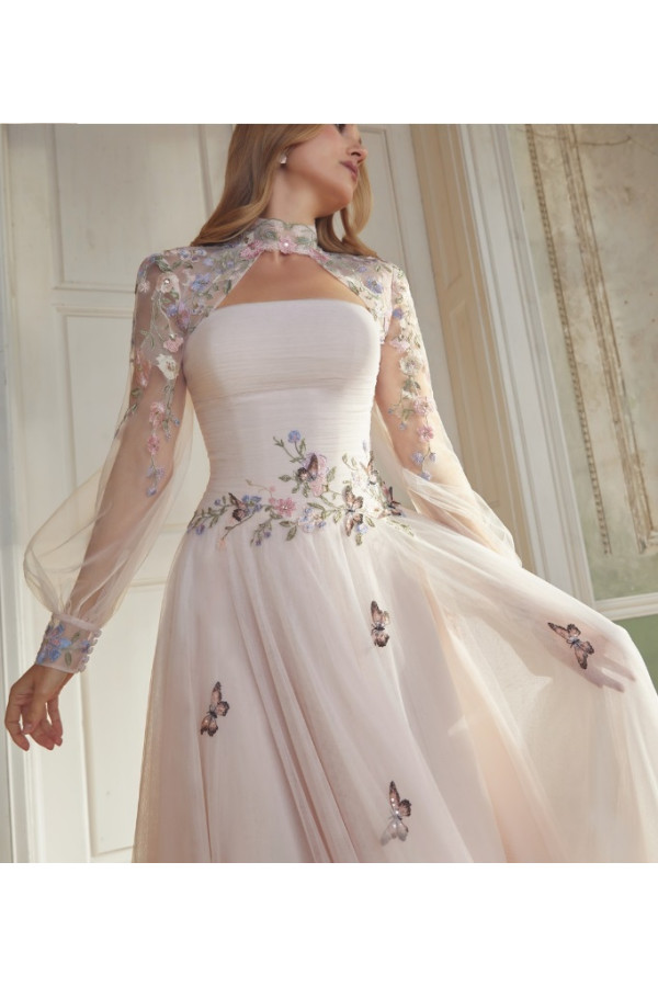 abito da sposa 44565-ja-26, cipria, tulle ricamato, Sincerity