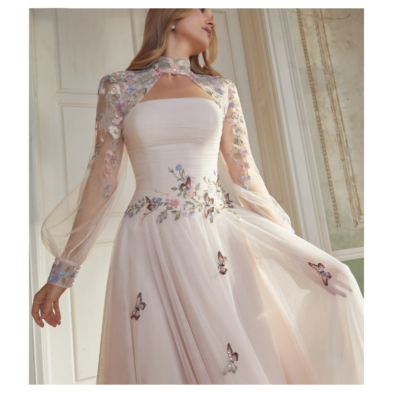 abito da sposa 44565-ja-26, cipria, tulle ricamato, Sincerity