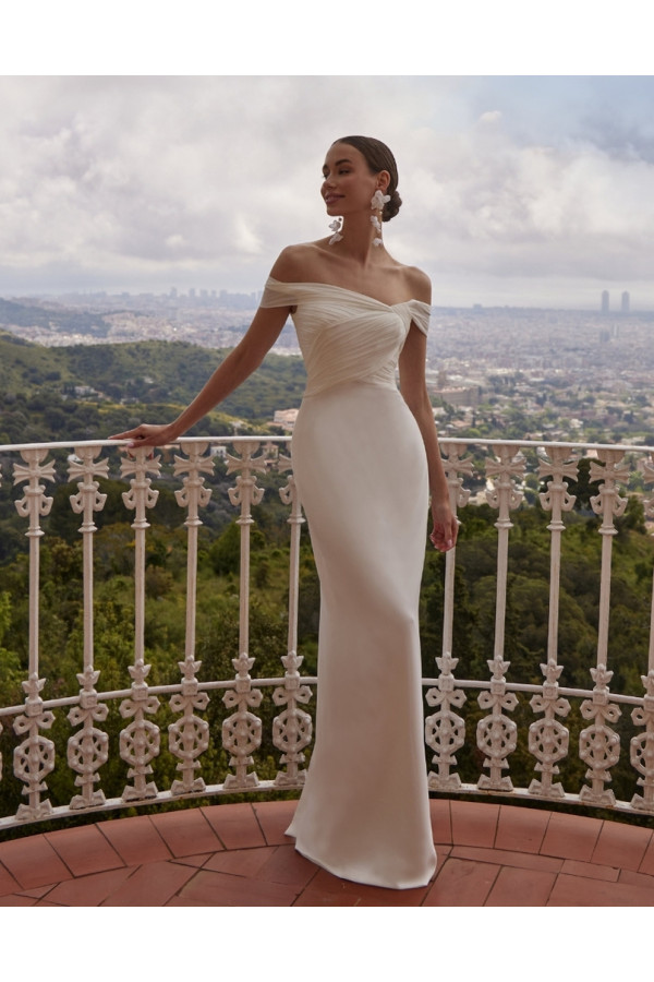 Siena abito da sposa a sirena in chiffon avorio di Novia D'art