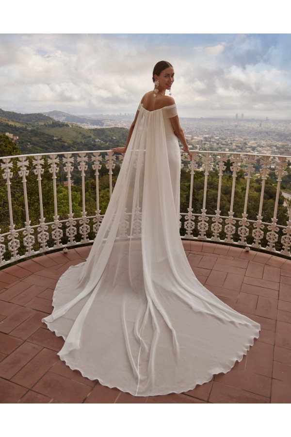 Siena abito da sposa a sirena in chiffon avorio di Novia D'art