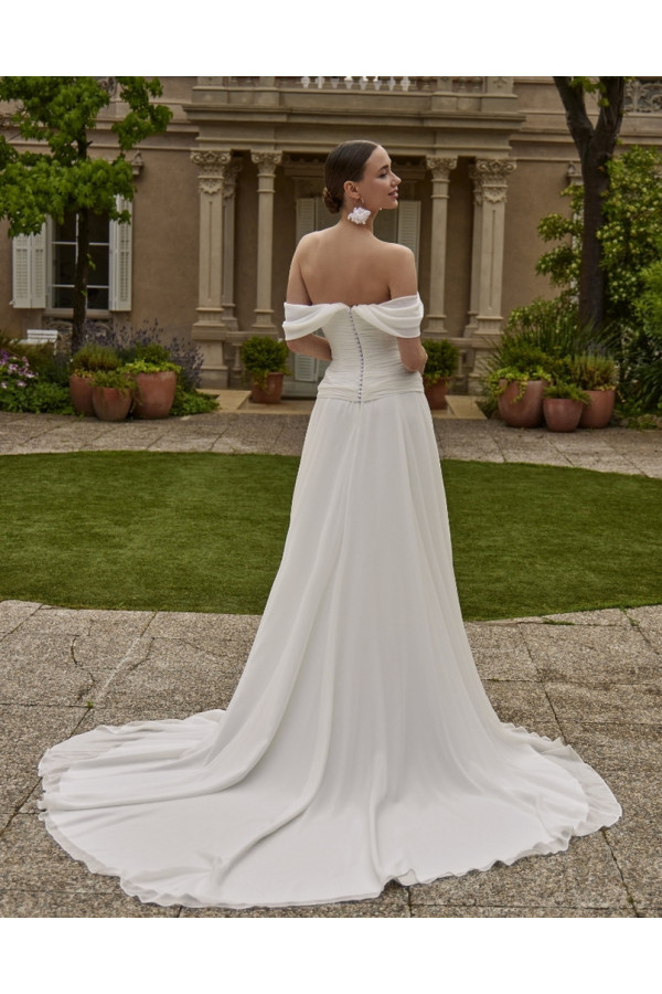 Kaila abito da sposa avorio in chiffon scivolato di Novia D'art