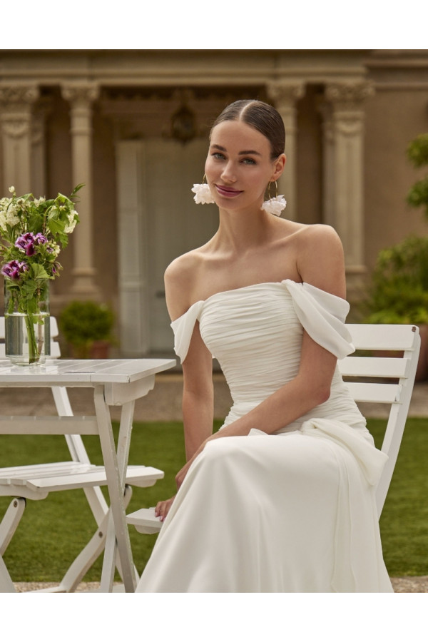 Kaila abito da sposa avorio in chiffon scivolato di Novia D'art