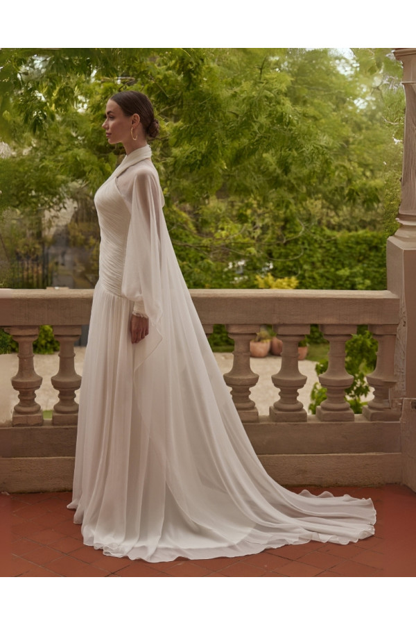 Grecia abito da sposa avorio scivolato in chiffon di Novia D'art
