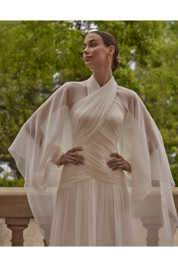 Grecia abito da sposa avorio scivolato in chiffon di Novia D'art