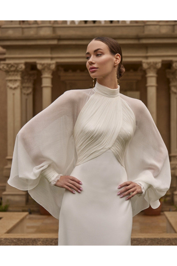 Georgia abito da sposa avorio in chiffon a sirena di Novia D'art