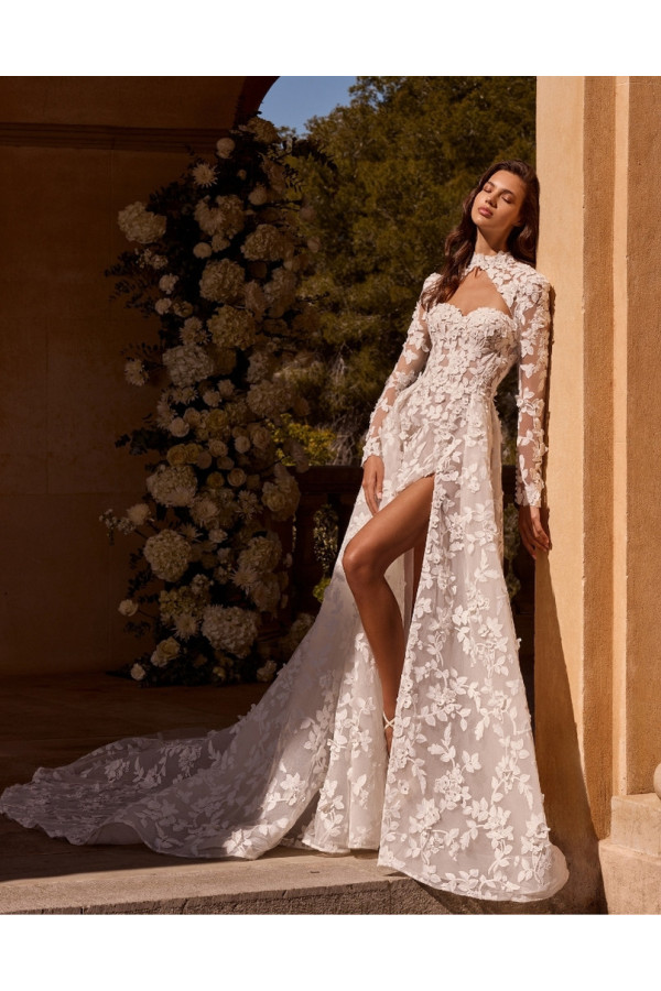Gaia Abito da sposa a sirena avorio in crep di Alberto Palatchi