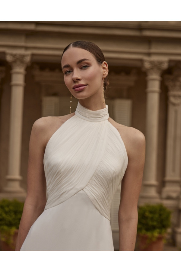 Georgia abito da sposa avorio in chiffon a sirena di Novia D'art