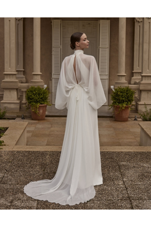 Georgia abito da sposa avorio in chiffon a sirena di Novia D'art
