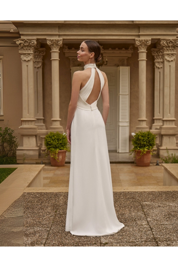 Georgia abito da sposa avorio in chiffon a sirena di Novia D'art