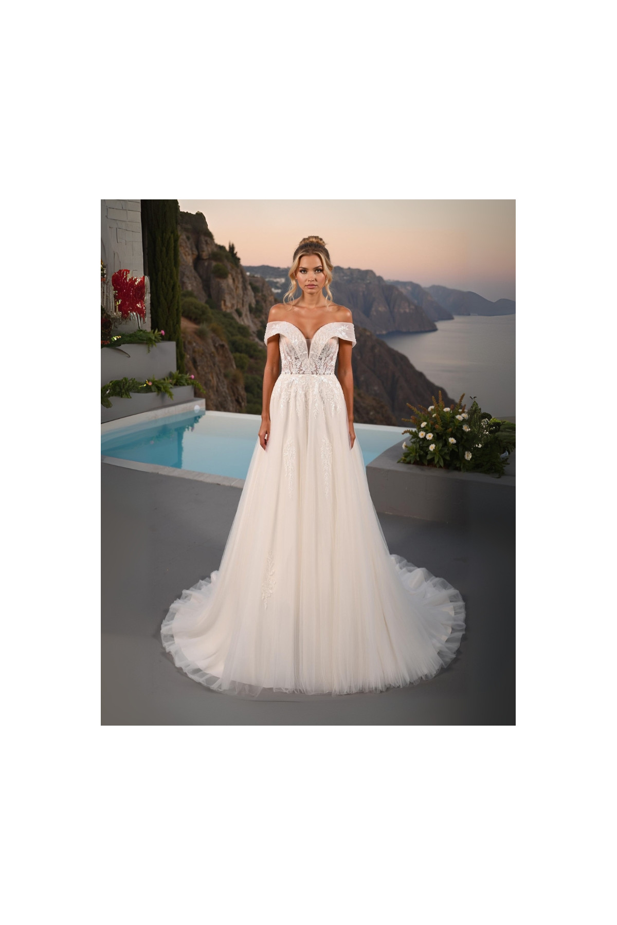 Abito da sposa 26LV-28-MK-26, avorio, tulle, ampio, Lovely