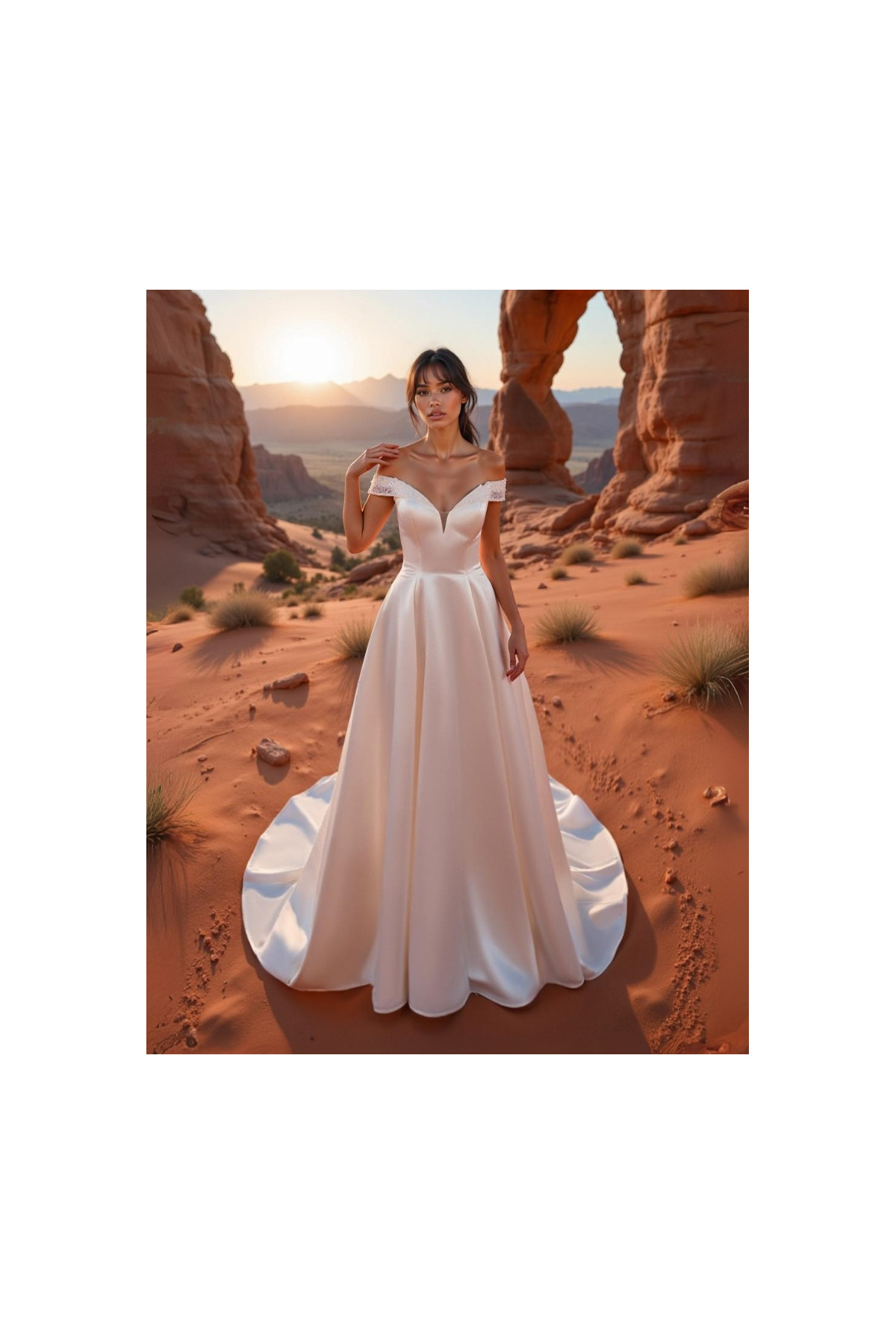 Abito da sposa 26JFY-29-MK-26, avorio, mikado, ampio, Just For You