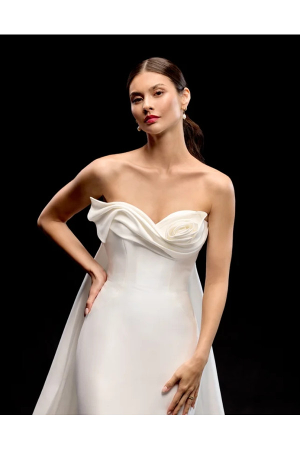Knox Abito da sposa avorio in satin di setaa sirena di Justin alexand