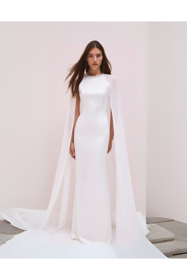 Abito da sposa a sirena avorio in satin Jenny Pachkam