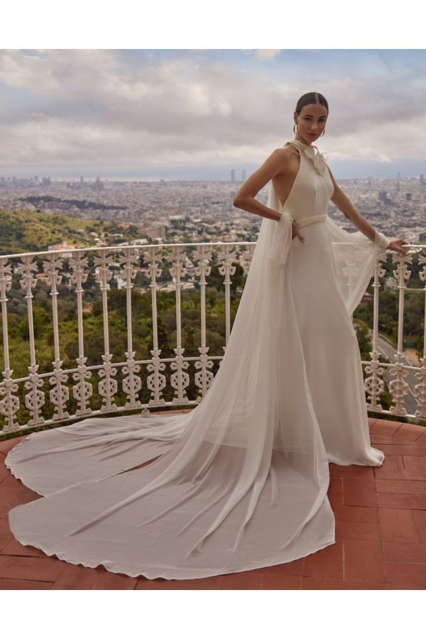 Ursula abito da sposa avorio scivolato di satin di Novia D'art