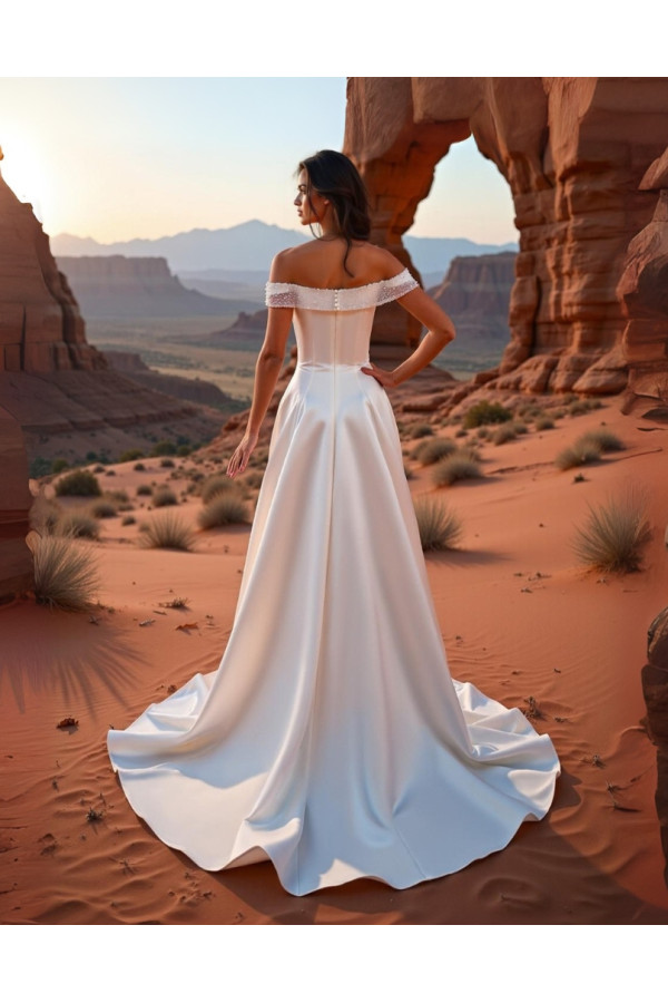 Abito da sposa 26JFY-29-MK-26, avorio, mikado, ampio, Just For You