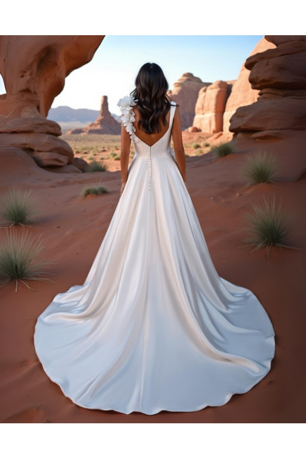 Abito da sposa, 26JFY-16-MK-26, bianco, liscio, mikado, Just for You