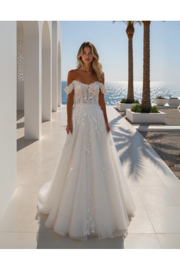 Abito da sposa 26MK-30-MK-26, avorio, tulle, ampio, Miss Kelly