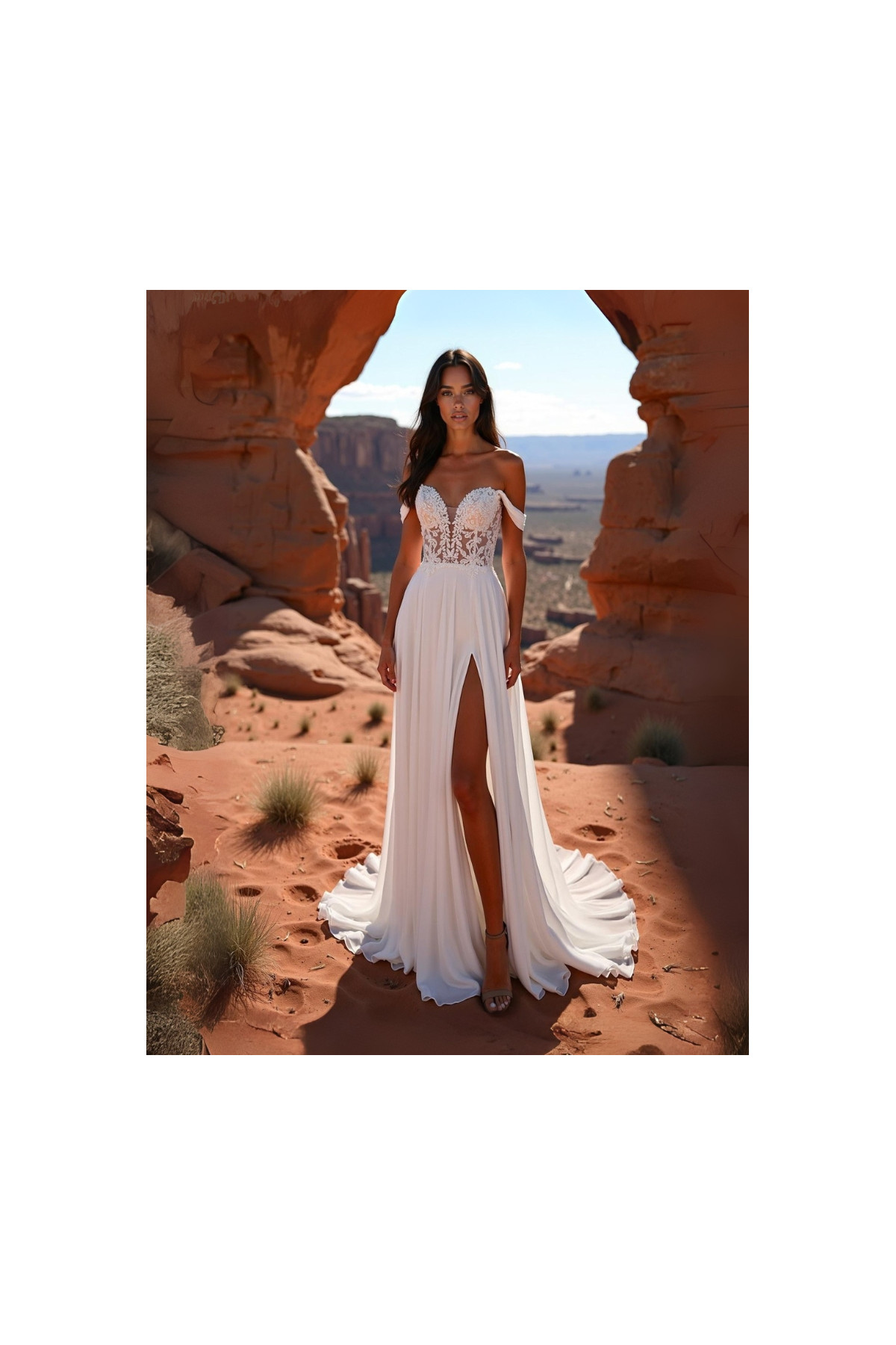 Abito da sposa 26JFY-10-MK-26, bianco, chiffon, scivolato Just For You