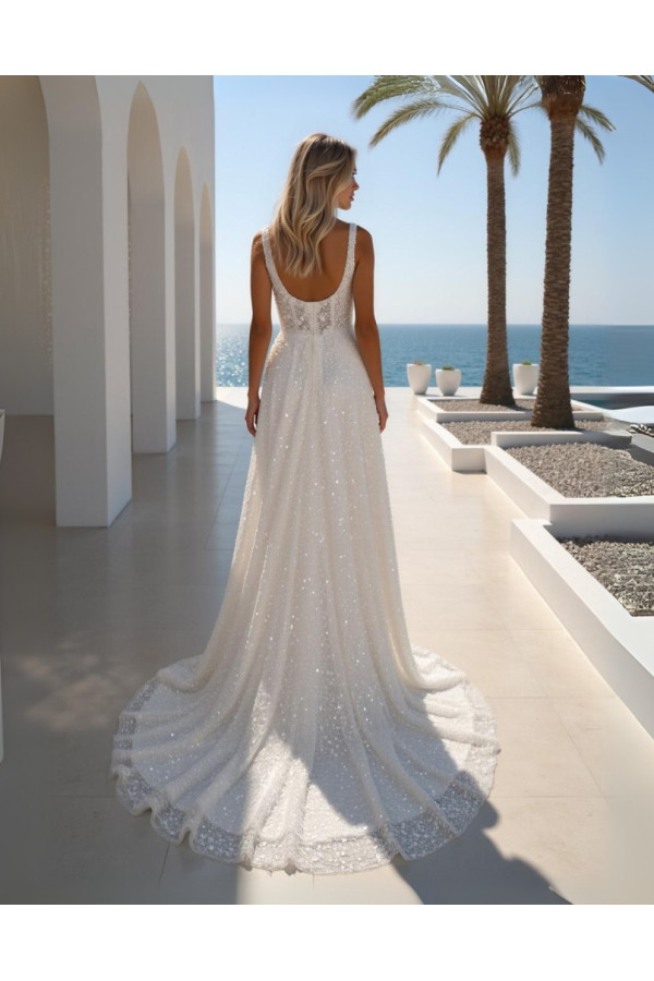 Abito da sposa 26MK-26-MK-26 , avorio, tulle, spacco, Miss Kelly