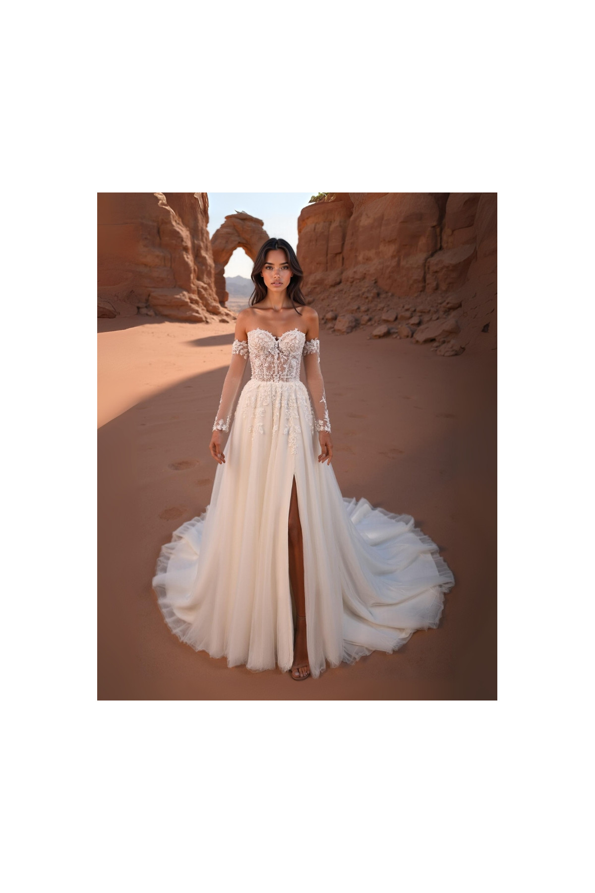 Karmen abito da sposa, avorio, in tulle, ampio, Alberto Palatachi