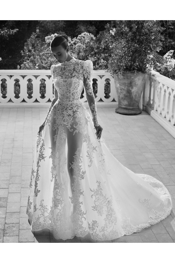Edurne abito da sposa a sirena avorio in crep Alberto Palatchi