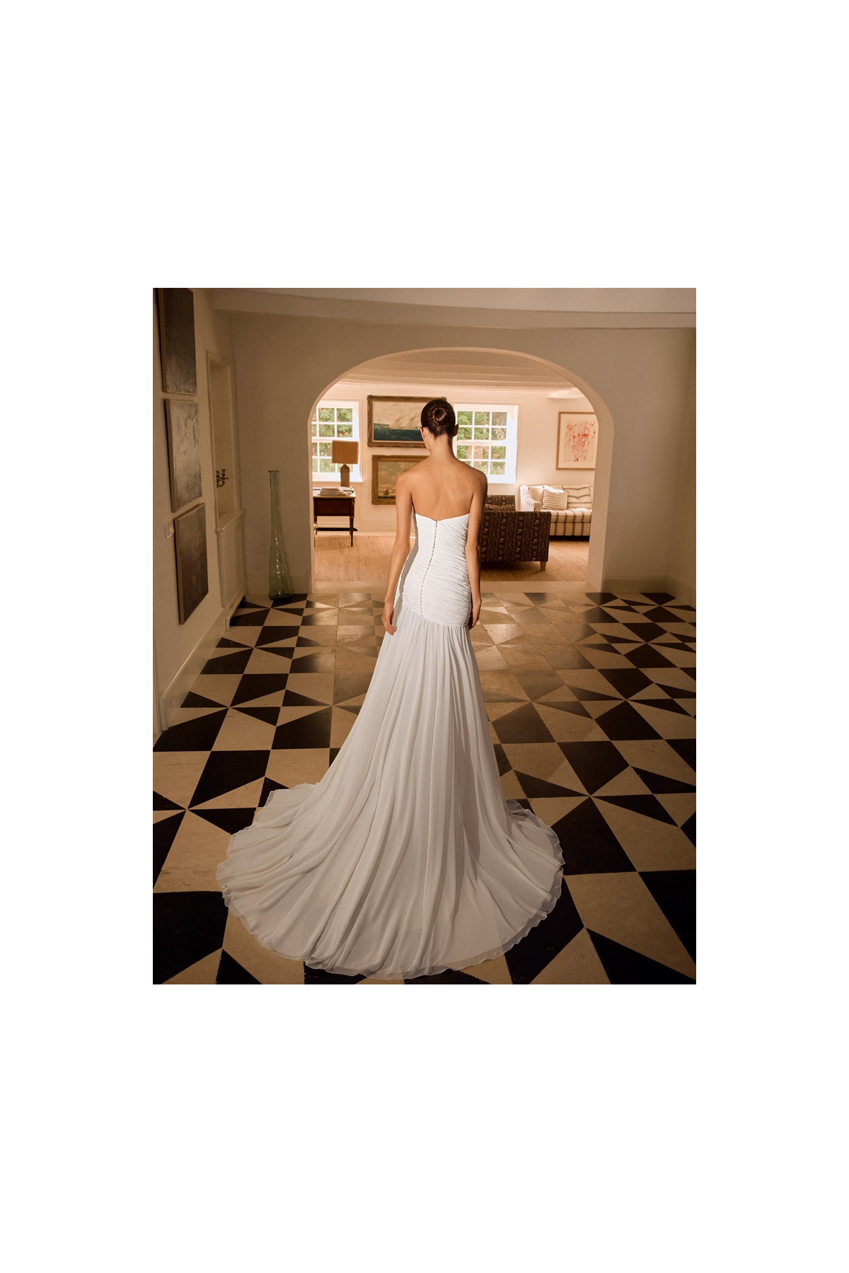 abito da sposa avorio in chiffon e perle ariadna alberto palatchi