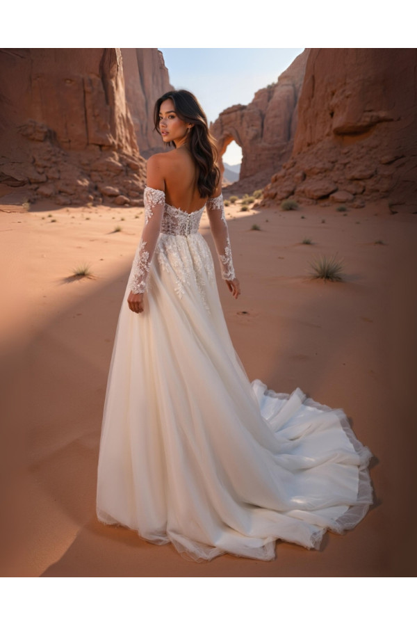 Karmen abito da sposa, avorio, in tulle, ampio, Alberto Palatachi