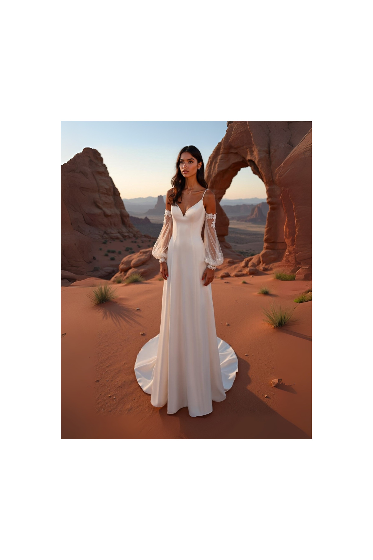 Abito da sposa 26JFY-07-MK-26, avorio, seta, scivolato, Just For You