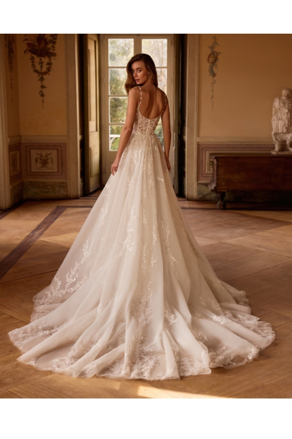 Abito da sposa Milla bianco tulle e pizzo Alberto Palatachi