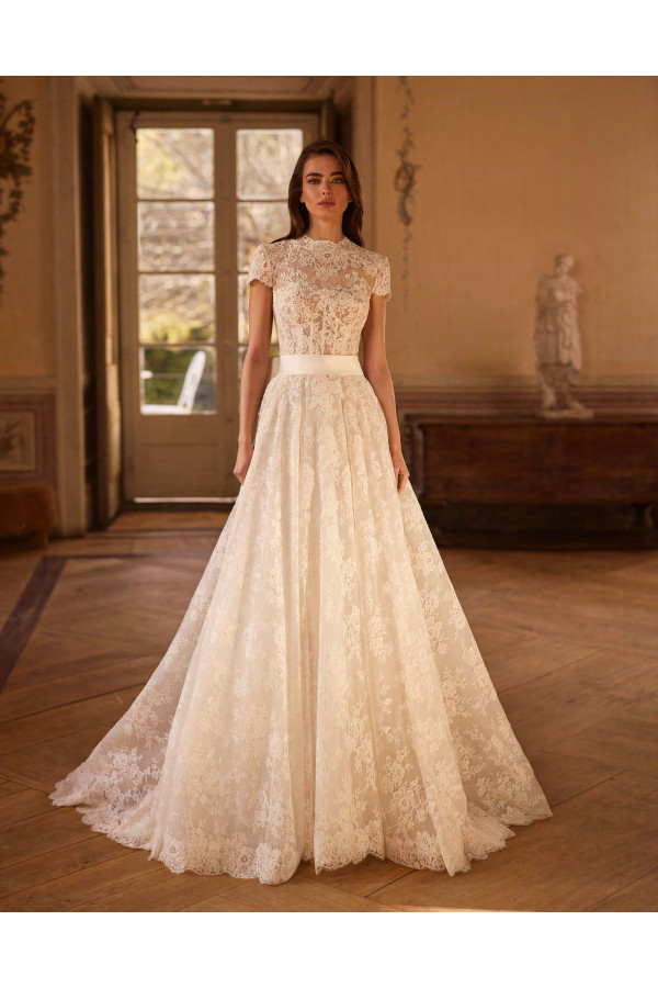 Alek abito da sposa alberto palatchi dalla linea ampia in pizzo avorio