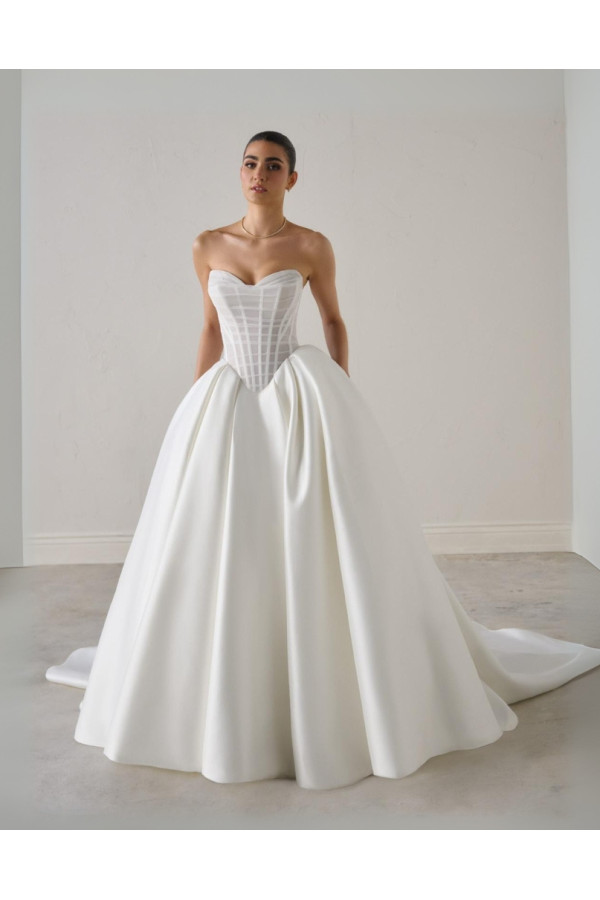 Monarch abito da sposa avorio ampio in raso di Justin Alexander