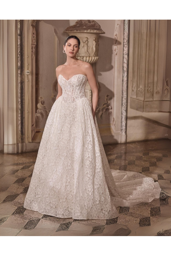 Love abito da sposa in pizzo romantico avorio di Justin Alexander