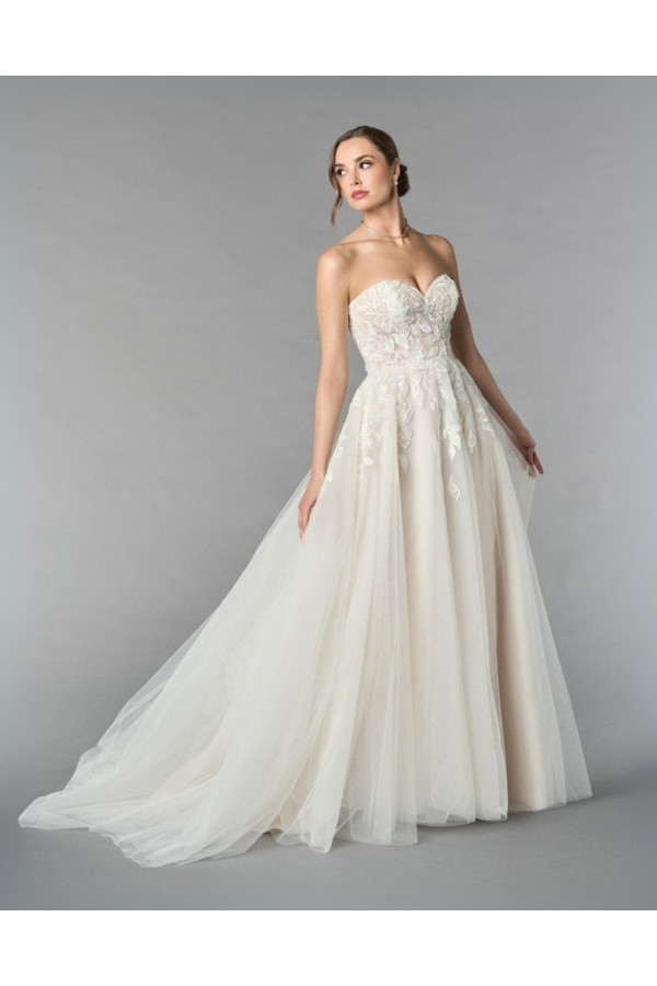 abito da sposa 55255, bianco, tulle, ampio, Ring