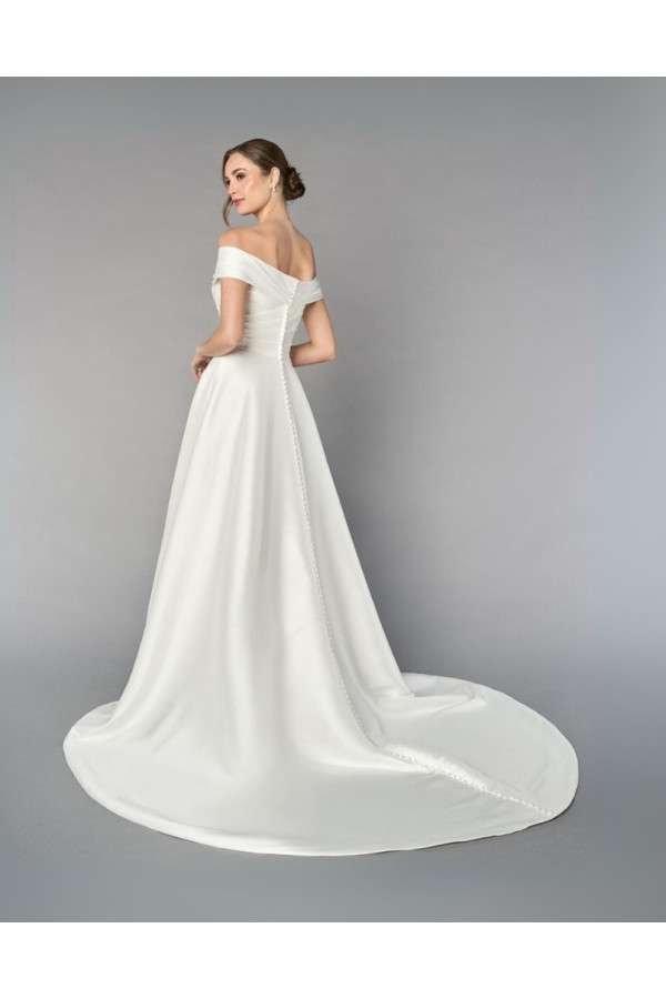 Abito da sposa 55252-ja-26, ampio, bianco, mikado, Ring