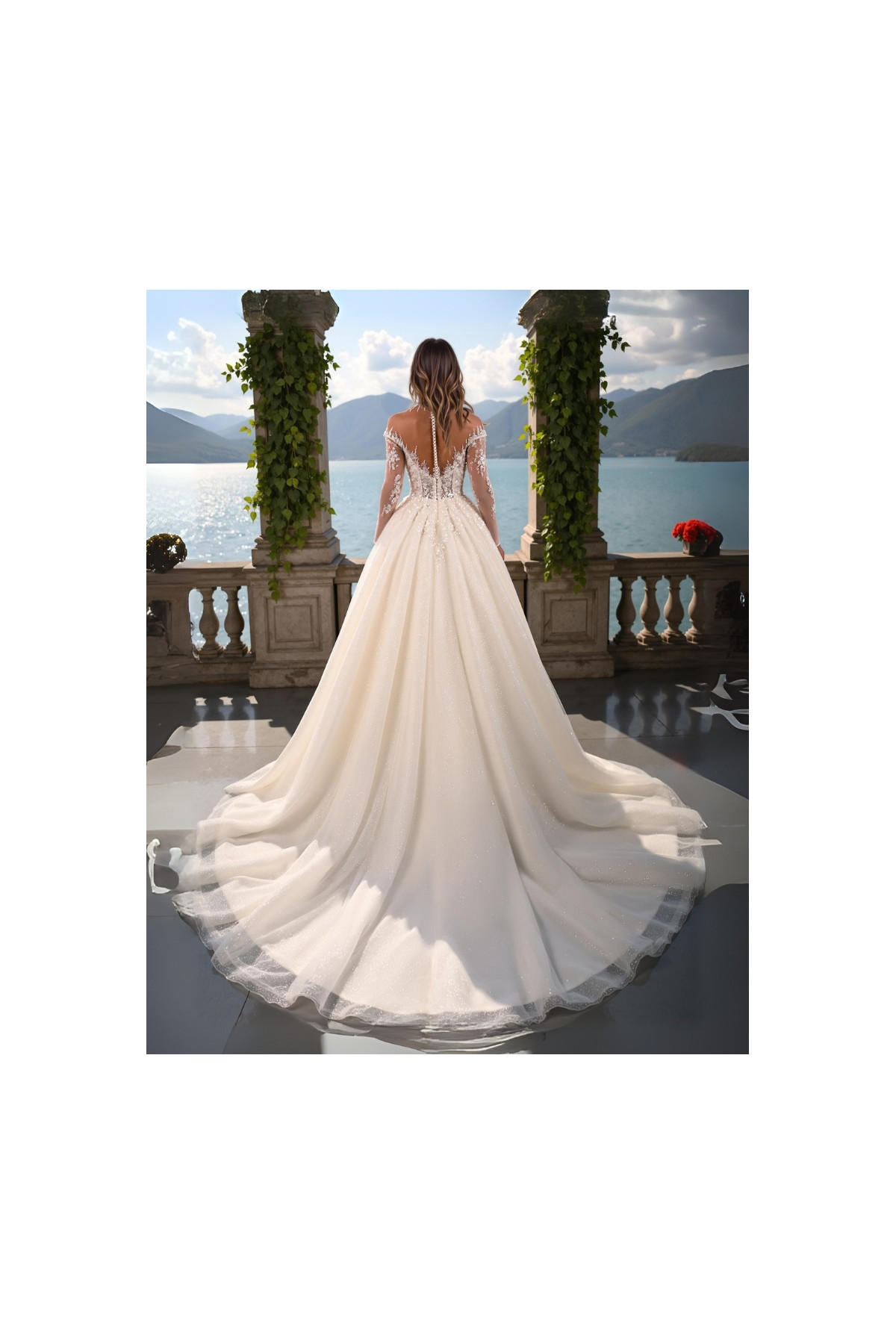L'abito da sposa Michaela, bianco, crep a sirena di Alberto Palatachi