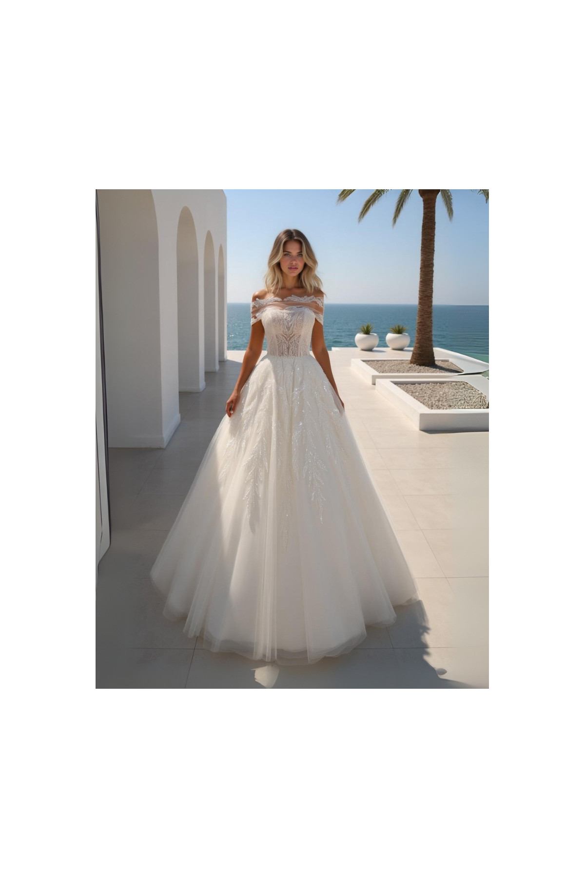 26 mk 21 Abito da sposa avorio in tulle ricamato di miss kelly