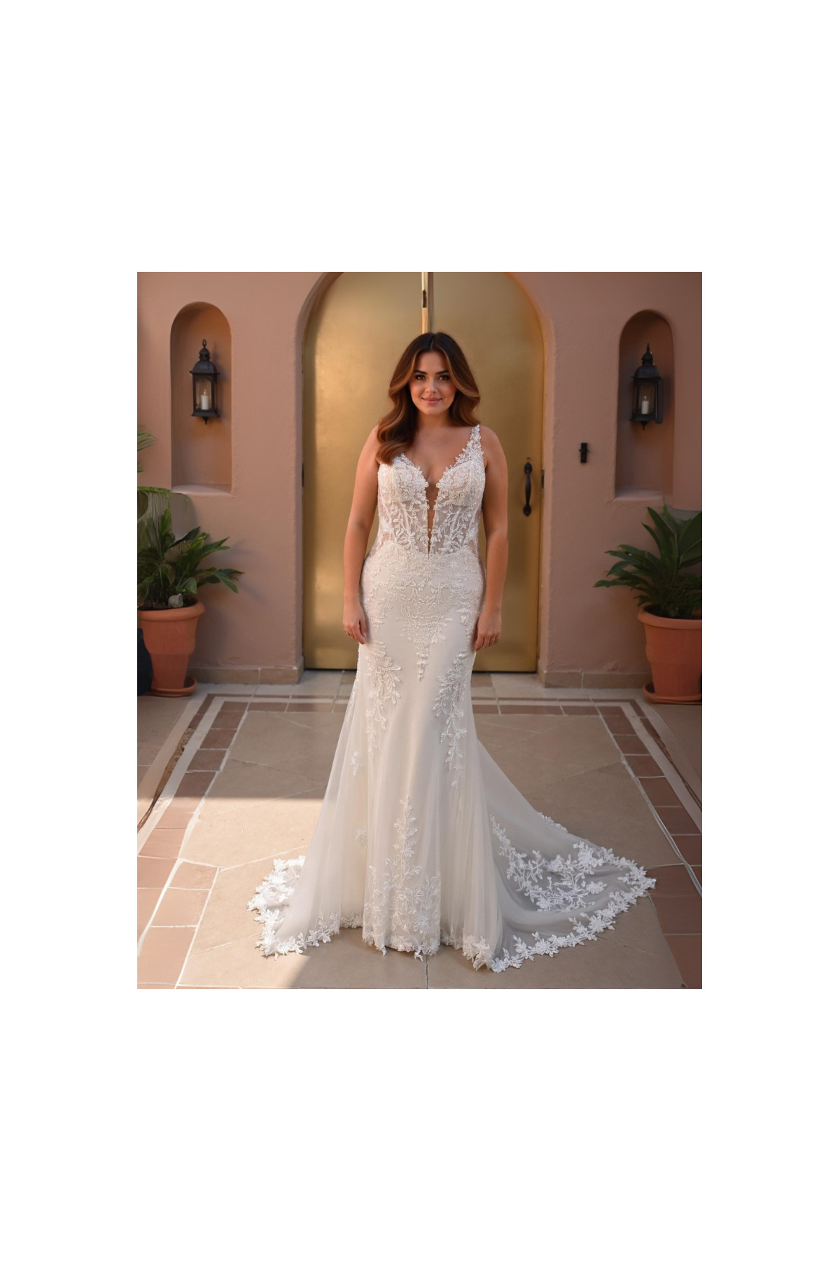 Abito da sposa 26CUR-04-MK-26, a sirena, avorio, pizzo, Miss Kelly