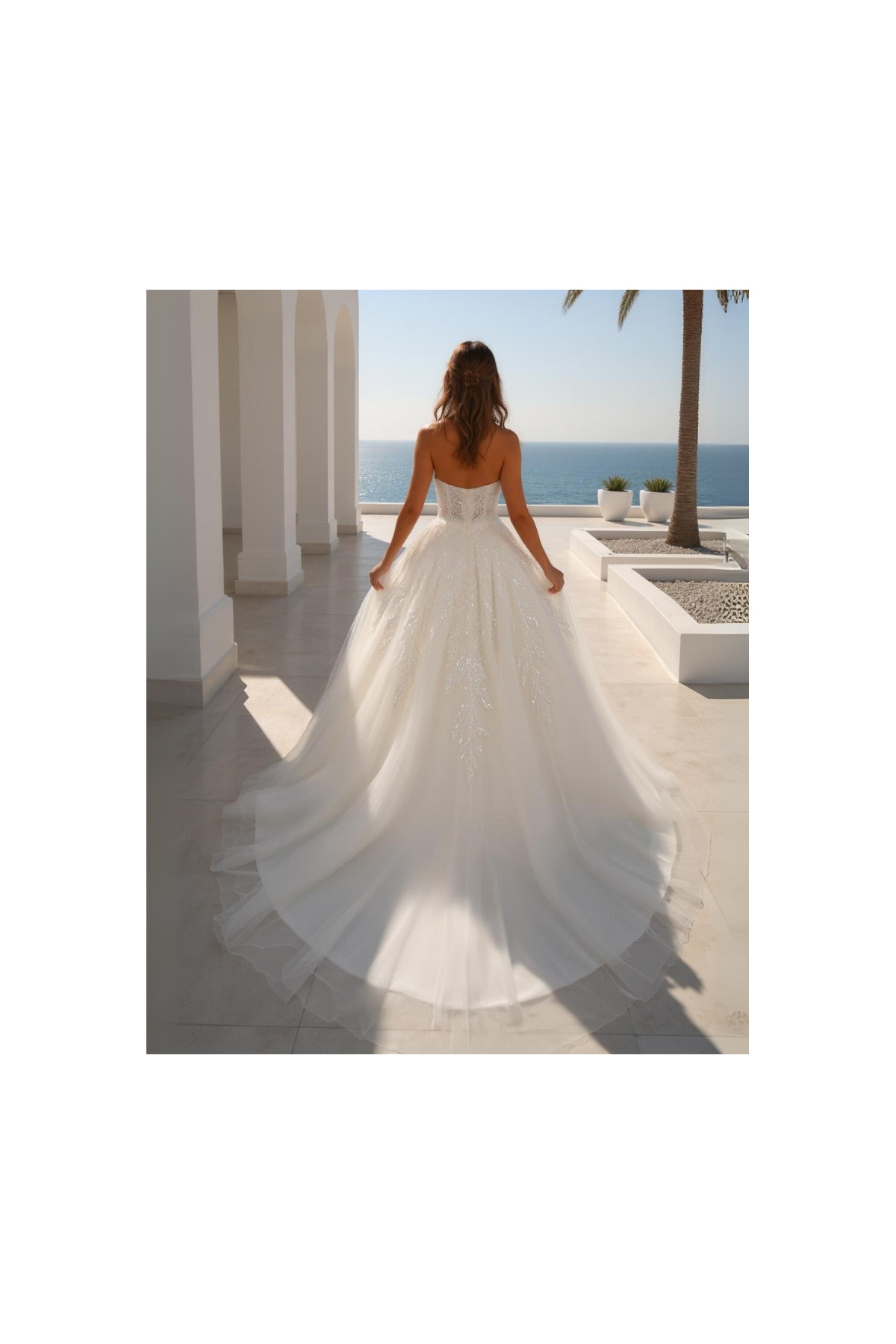 26 mk 21 Abito da sposa avorio in tulle ricamato di miss kelly