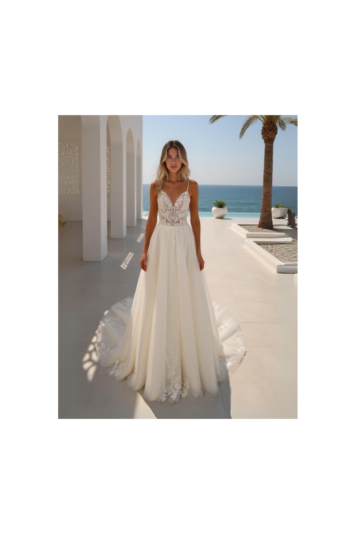 26 mk 02 Abito da sposa avorio in tulle svasato di miss kelly