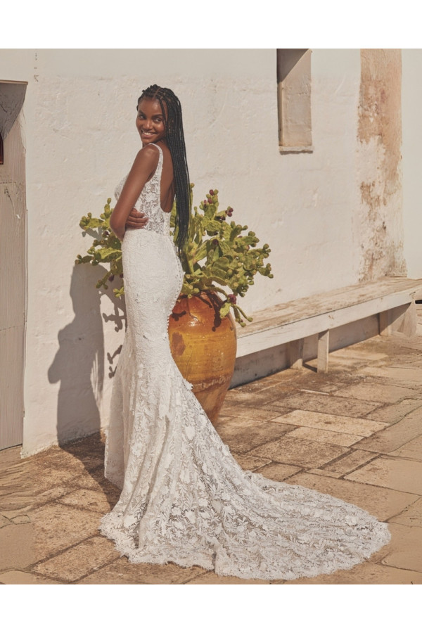 Abito 66392-JA-26, Bianco, a sirena, pizzo, Lilian West