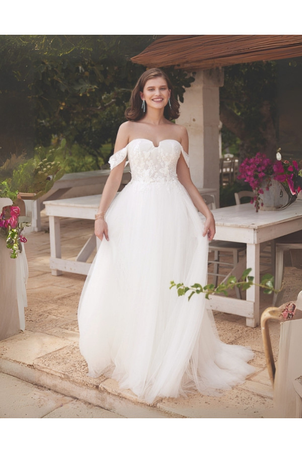 abito da sposa 66386-ja-26 bianco, tulle, ampio, lilian wesr